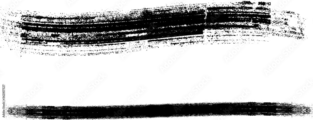 Grunge Paint stripe . Vector brush Stroke . Distressed banner . Black isolated paintbrush collection . Modern Textured shape . Dry border in Black . 