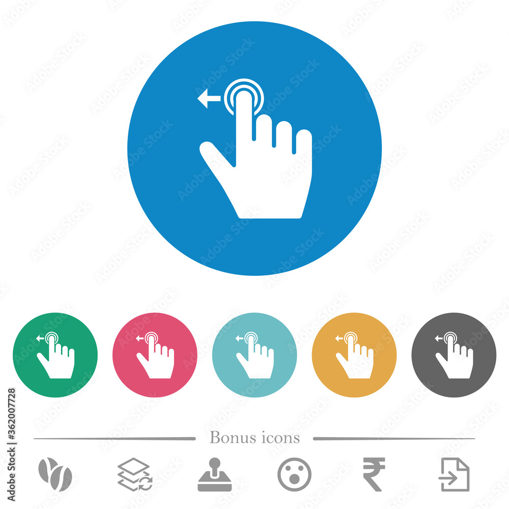 Right handed slide left gesture flat round icons Right handed slide left gesture flat round icons