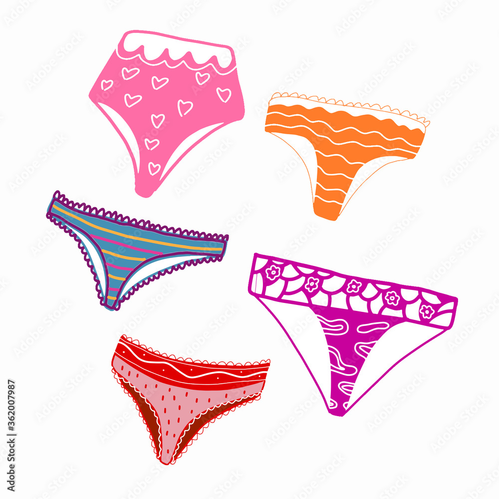 Lingerie Doodle Set Vector Underwear Background Design Outline Hand