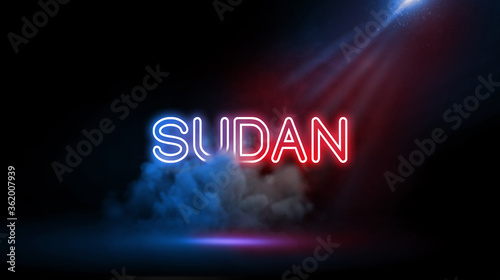 The Sudan or North Sudan, officially the Republic of the Sudan, is a country in Northeast Africa. Studio room with Neon lights.