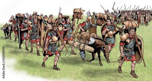 Fotografia Celts attack column of Roman legionaries