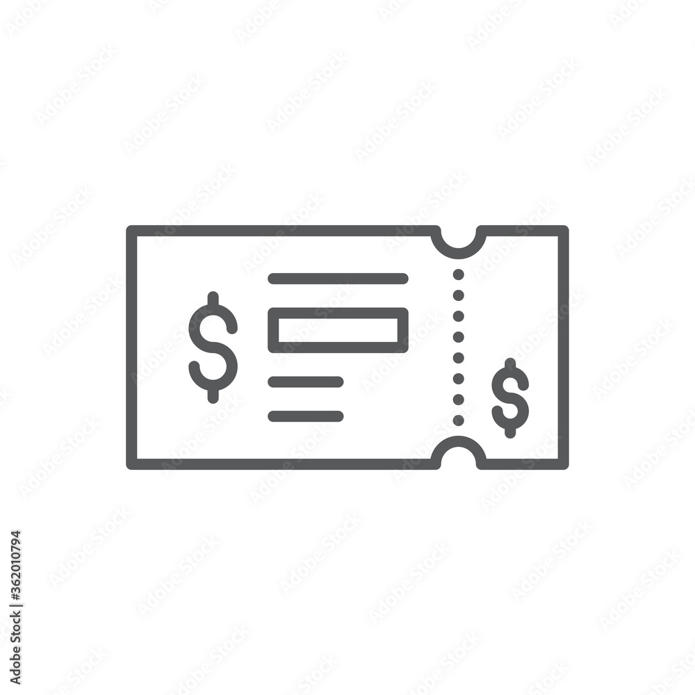 Ticket vector icon symbol permission isolated on white background Ticket vector icon symbol permission isolated on white background