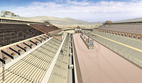 Ancient Rome - Interior of the Circus Maximus, chariot-racing stadium photo