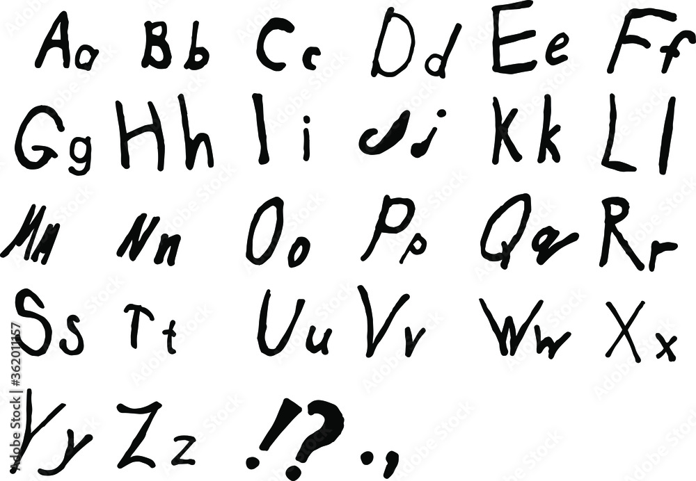 English alphabet, uppercase and lowercase letters. English alphabet, uppercase and lowercase letters.