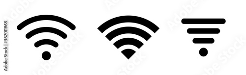 Wireless and wifi icon or wi-fi icon sign for remote internet access, internet connection, signal icon, variations podcast vector symbol, vector illustration photo