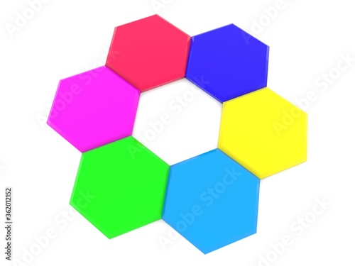 A circle of colored cells on a white background