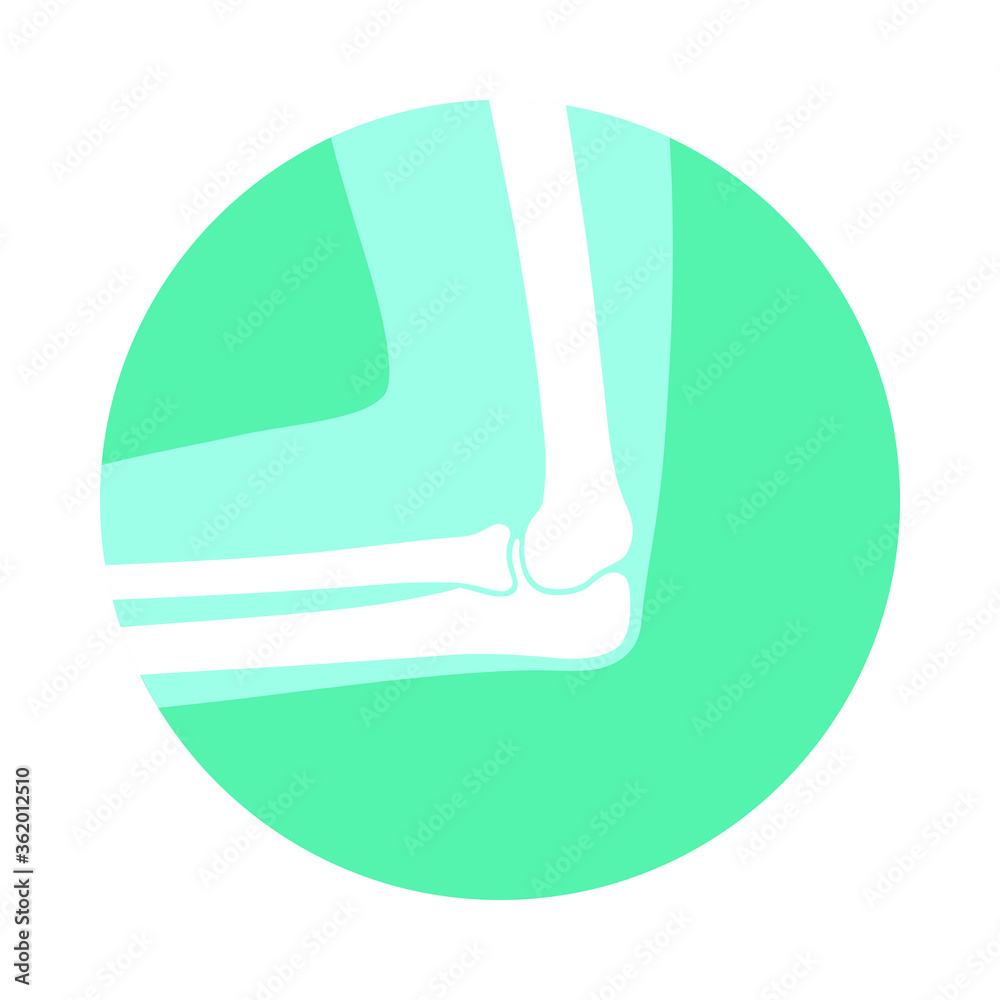 Elbow joint icon. Symbol human cubit joint in the circle isolated on ...