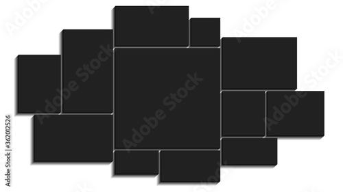 Templates collage 12 frame photos.Template of moodboard. Vector illustration.