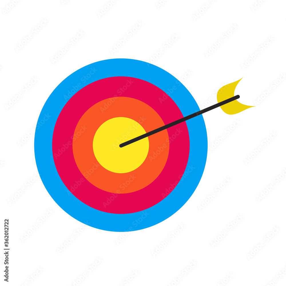 Vector illustration of a target with an arrow. Business. Marketing. Hit the target. Victory in sports. Target shooting. Darts Winners Targeted Advertising. Success. Purpose. Flat. Vector illustration of a target with an arrow. Business. Marketing. Hit the target. Victory in sports. Target shooting. Darts Winners Targeted Advertising. Success. Purpose. Flat.