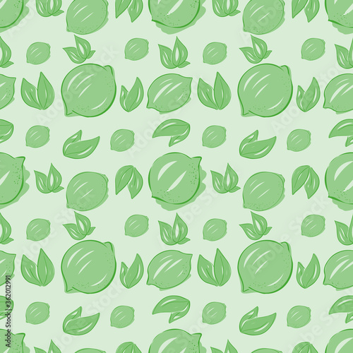 vector seamless pattern of limes and leaves