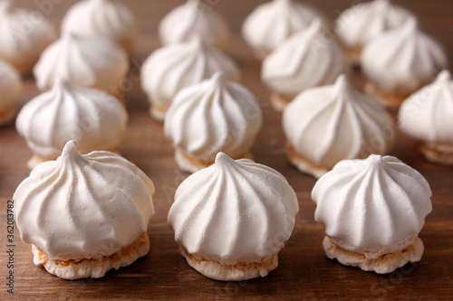 Billede på lærred sigh or homemade meringue is a sweet made from egg whites, sugar and lemon on th