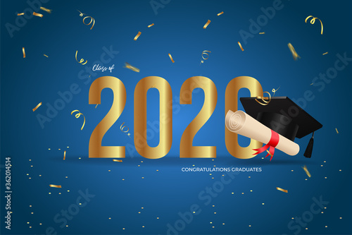 Class of 2020 graduation design, congratulation event, party, high school or college graduate.