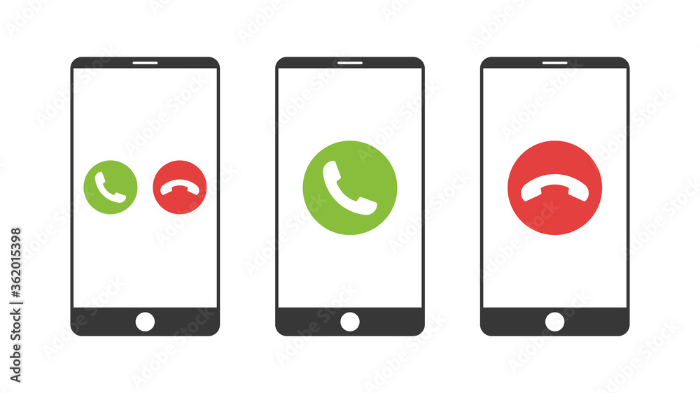 Phone call icons. Accept or reject a phone call. Vector illustration
Phone call icons. Accept or reject a phone call. Vector illustration
