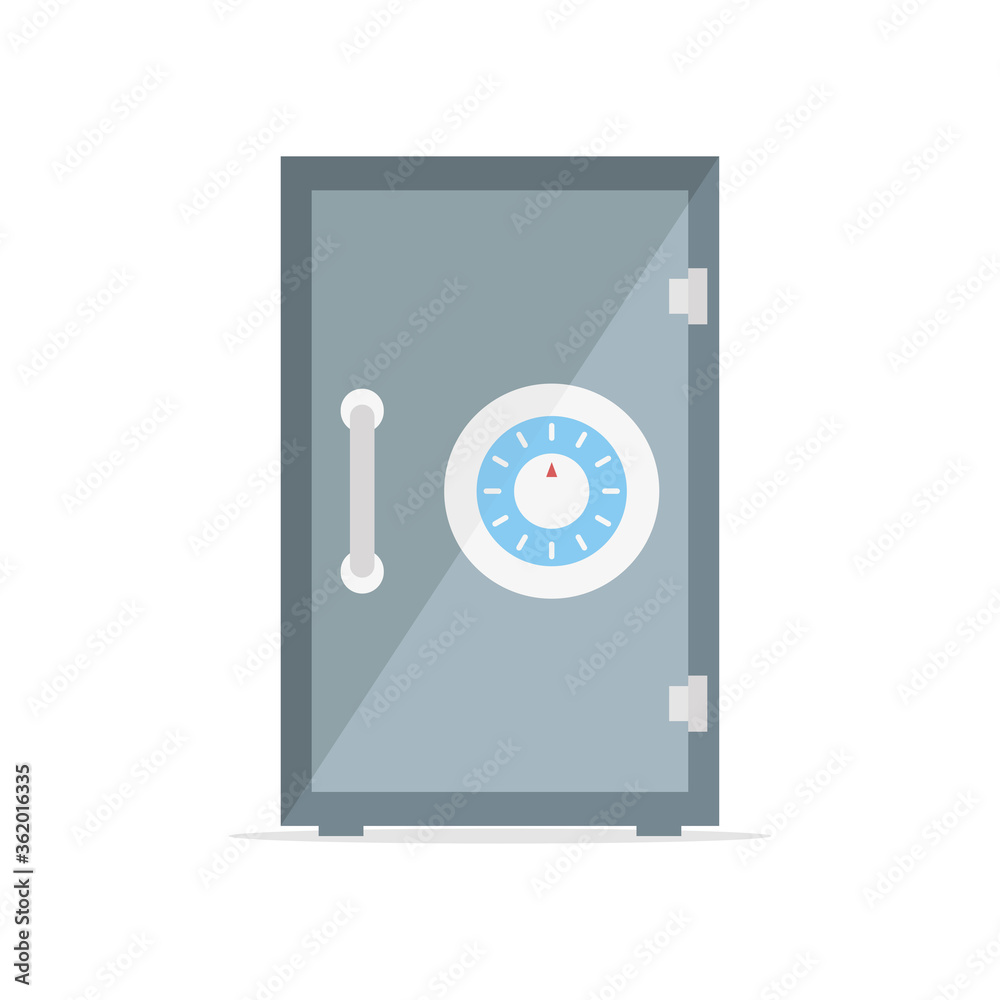 Metal safe deposit. Armored box. The concept of safe storage of money. Vector illustration.