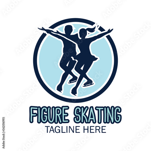 speed figure skating logo with text space for your slogan tag line, vector illustration