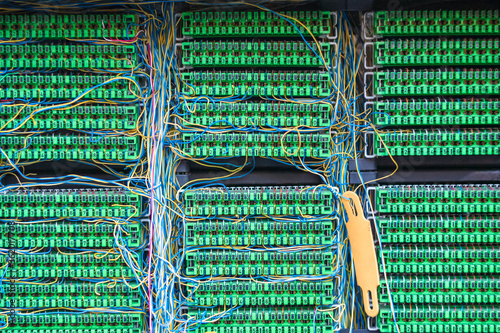 Εκτύπωση καμβά Landline telephone wires in a junction box on London street