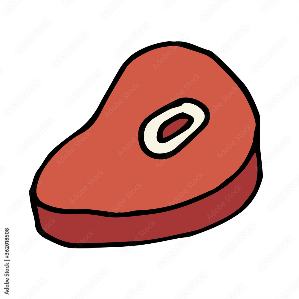 Vector Doodle Cartoon Style Drawing A Piece Of Meat Beef Or Pork vector-doodle-cartoon-style-drawing-a-piece-of-meat-beef-or-pork