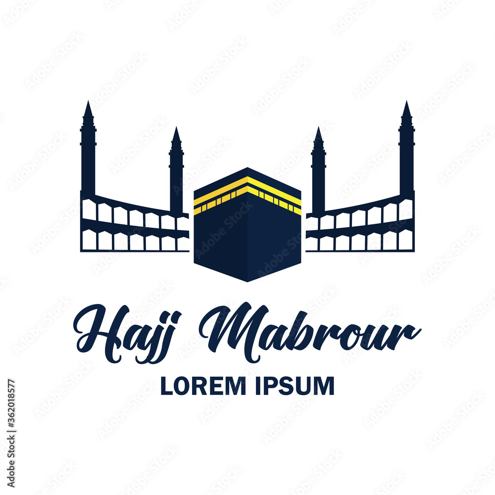 makkah kaaba hajj omra logo with text space for your slogan tag line, vector illustration