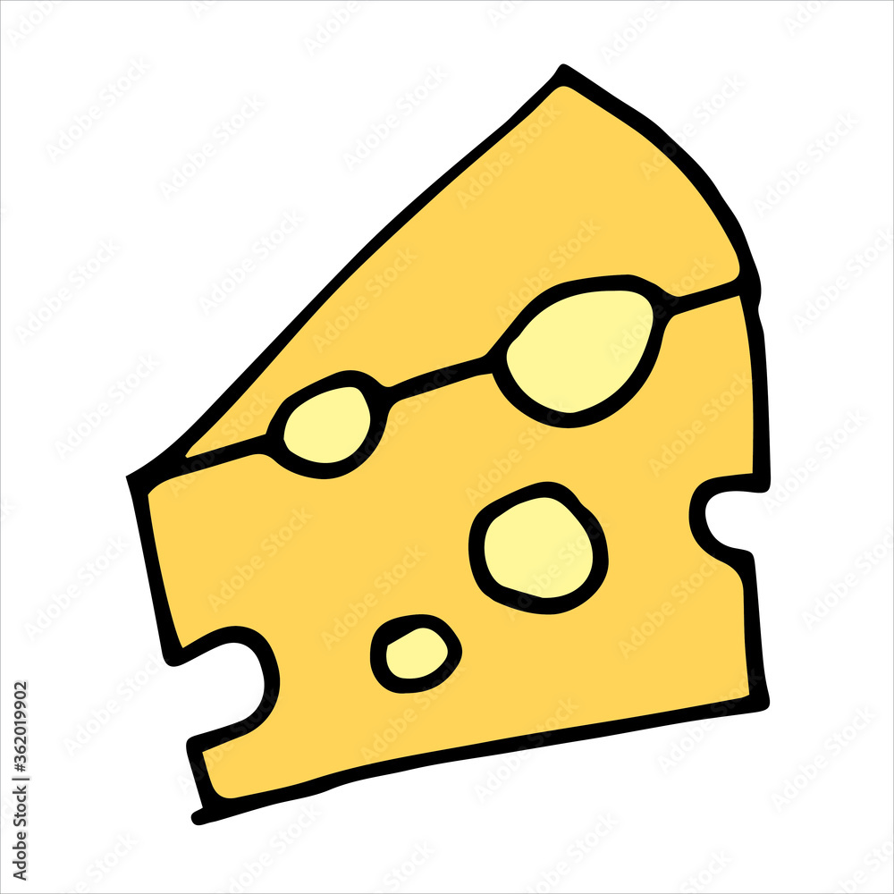 vector illustration in doodle style, cartoon. cheese. cute triangle icon, a piece of cheese with yellow holes. clipart dairy products, healthy food vector illustration in doodle style, cartoon. cheese. cute triangle icon, a piece of cheese with yellow holes. clipart dairy products, healthy food