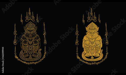 - Animal in Thai traditional tattoo  Thai traditional painting in temple  vector