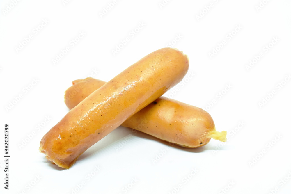fried pork sausage arranging on white background fried pork sausage arranging on white background