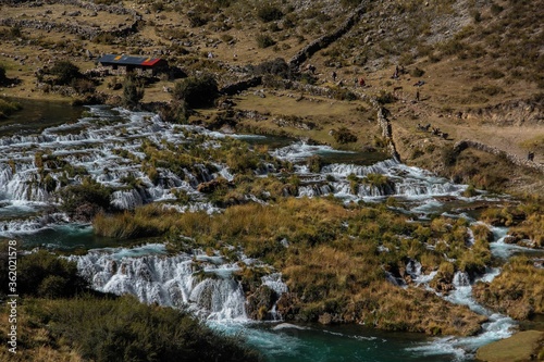 waterfall in the mountains in the andes of Peru