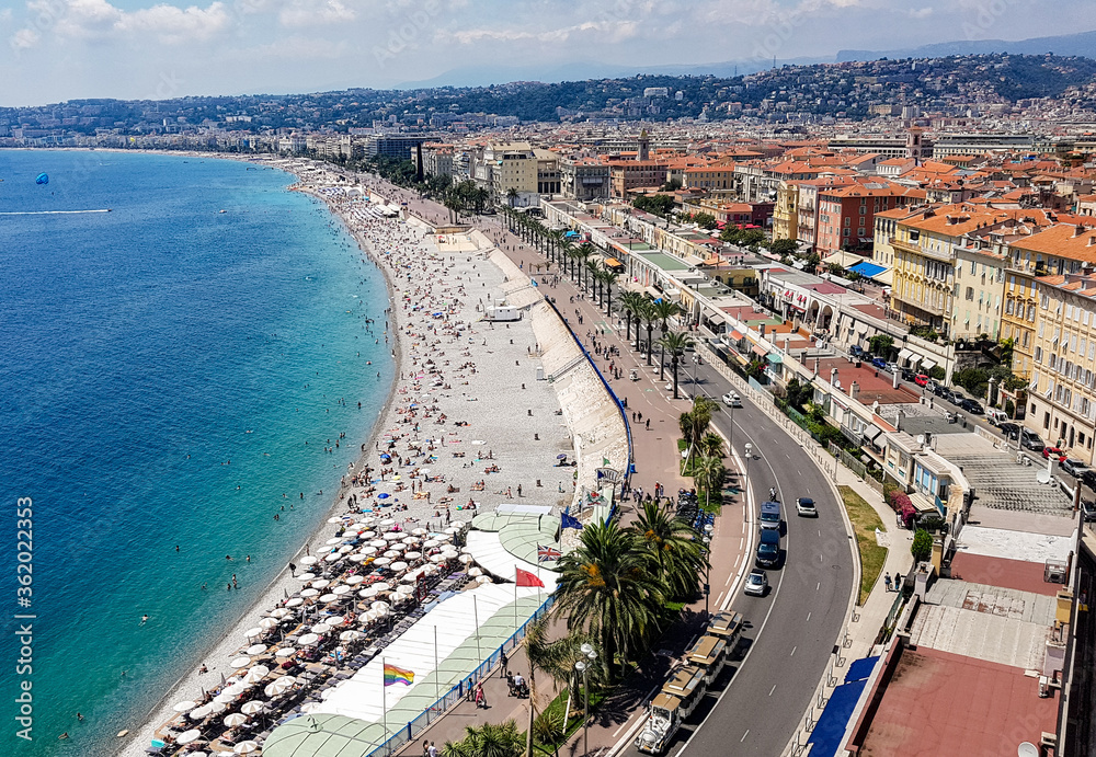 Coastal View of  Nice Beach, Mediterranean