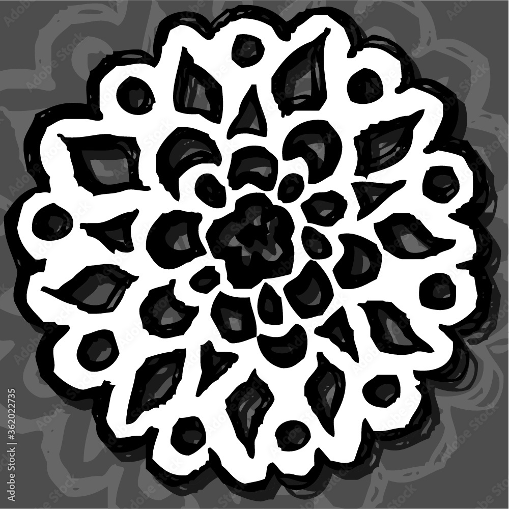 Fototapeta premium Vector illustration of hand drawn black & white lace background.
