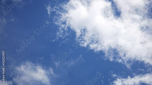 moving beautiful white cloud with blue sky background at day time