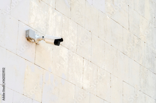 Security camera on wall modern building