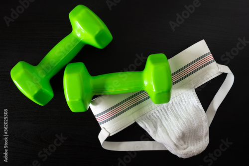 Jockstrap and Dumbbells photo