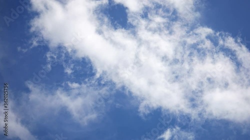 moving beautiful white cloud with blue sky background at day time