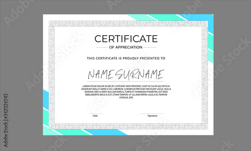 Ornamental bordered appreciation certificate template 