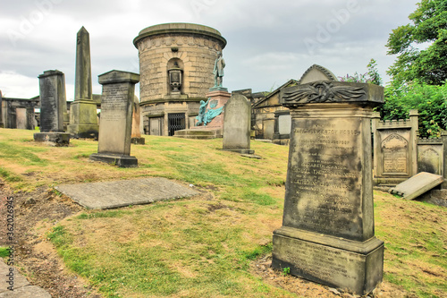 The Old Calton Burial Ground  -  graveyard in Edinburgh with David Hume Mausoleum, Scotland photo