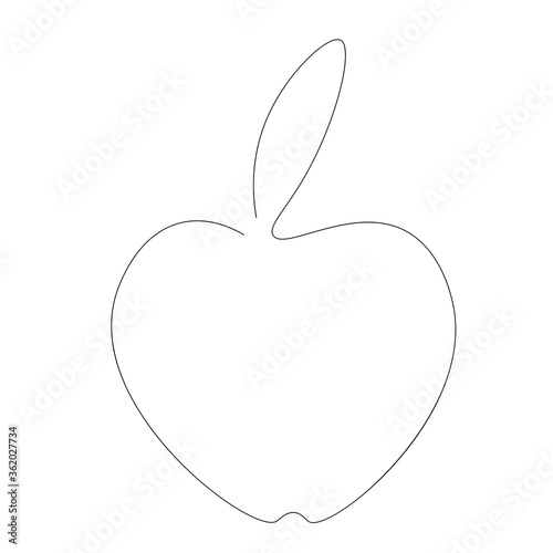 Apple tree on white background line drawing  vector illustration 