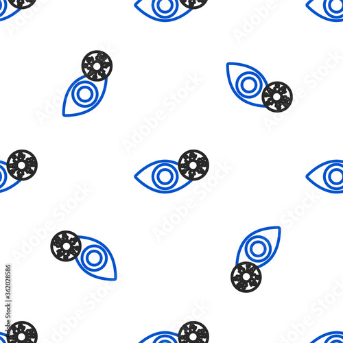 Line Reddish eye due to virus, bacterial or allergic conjunctivitis icon isolated seamless pattern on white background. Colorful outline concept. Vector.