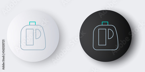 Line Plastic bottles for laundry detergent, bleach, dishwashing liquid or another cleaning agent icon isolated on grey background. Colorful outline concept. Vector.