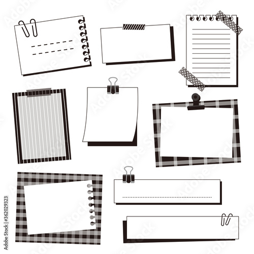 メモ 素材 モノクロ  / vector eps