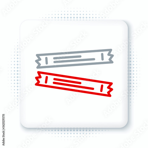 Line Sugar stick packets icon isolated on white background. Blank individual package for bulk food products as coffee, salt, spices. Colorful outline concept. Vector.