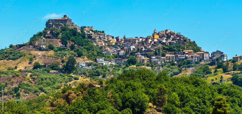 Castiglione di Sicilia a hilltop settelment in the foot hills of Mount Etna, Sicily in summer