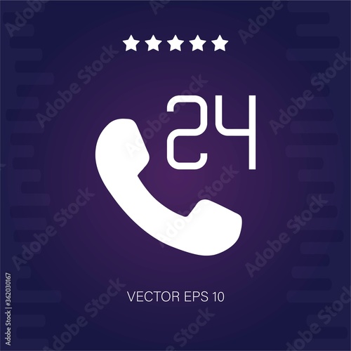 twenty four hour call service vector icon