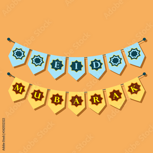 eid mubarak eid kareem buntings garlands, vector illustration