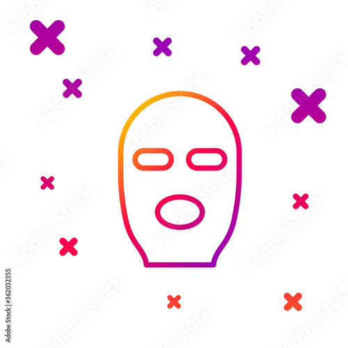 Color line Thief mask icon isolated on white background. Bandit mask, criminal man. Gradient random dynamic shapes. Vector Illustration