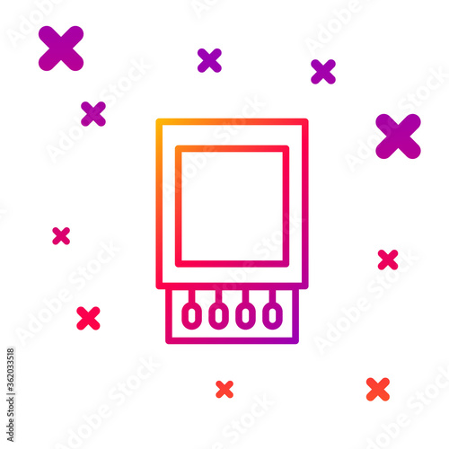 Color line Open matchbox and matches icon isolated on white background. Gradient random dynamic shapes. Vector Illustration
