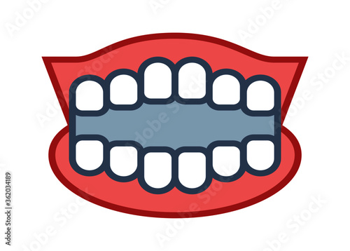 Dentures icon vector isolated on white background, logo concept of Dentures sign on transparent background, filled black symbol