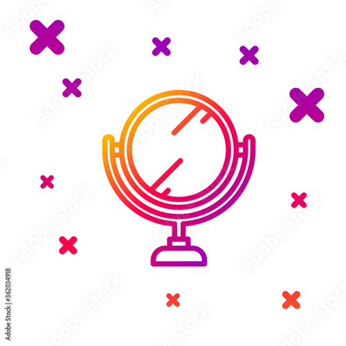 Color line Round makeup mirror icon isolated on white background. 8 March. International Happy Women Day. Gradient random dynamic shapes. Vector Illustration