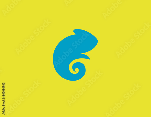 Abstract bright chameleon silhouette icon logo