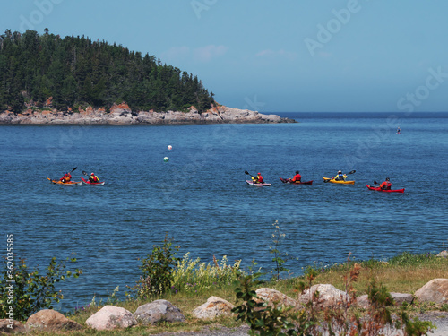 Kayakers in the Parc du Bic in Quebec photo