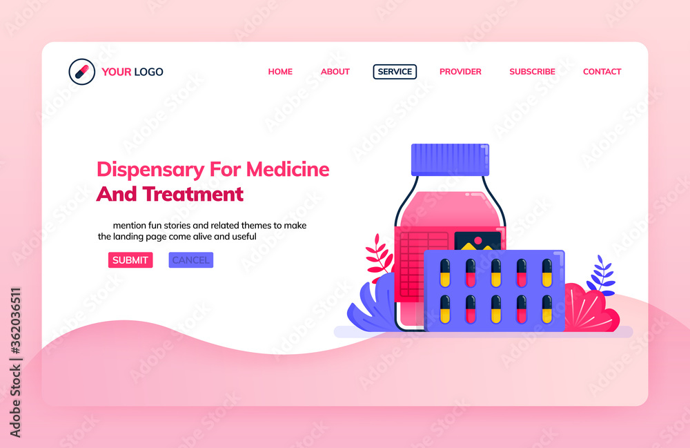 Φωτογραφία Landing page illustration template of dispensary for medicine and treatment