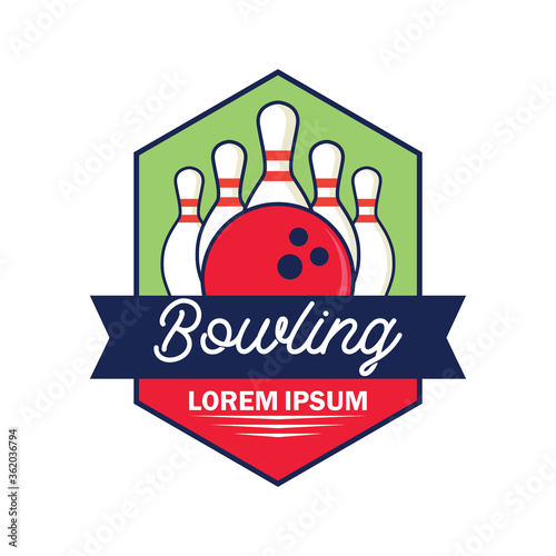 bowling logo with text space for your slogan tag line, vector illustration